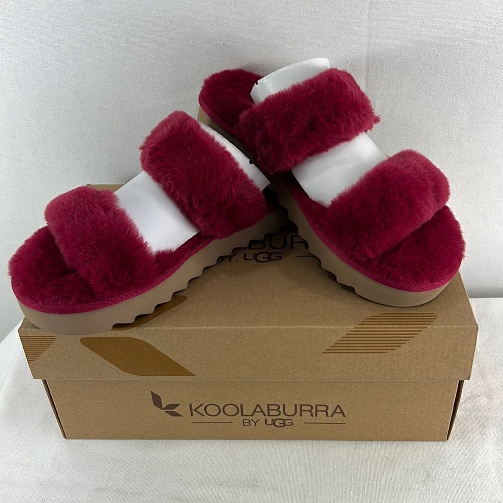 Koolaburra Furr-ah Slide Sandal- Berry Red- Size 5- NIB